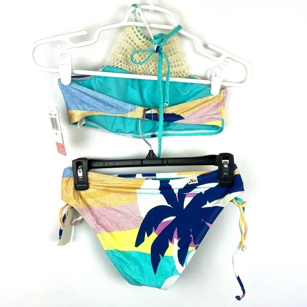 Hobie Girl’s High Neck Two Piece Bikini Swimsuit Set Size 14